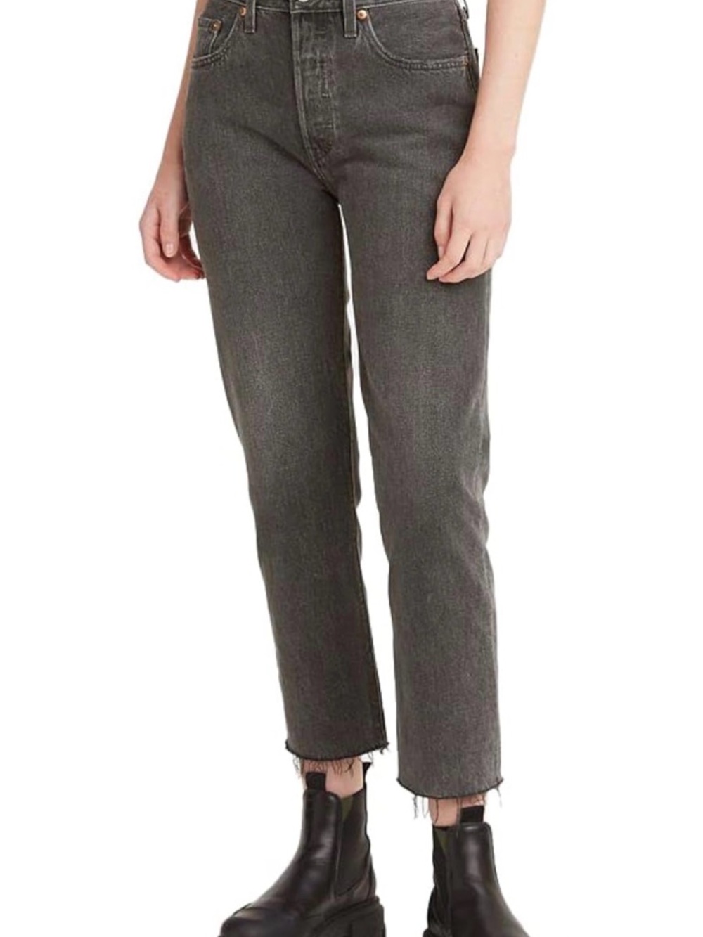 Levi's 501s High-Rise Ankle Straight Jeans in Charcoal